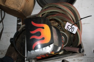 Welding helmet, acetylene hoses & tips
